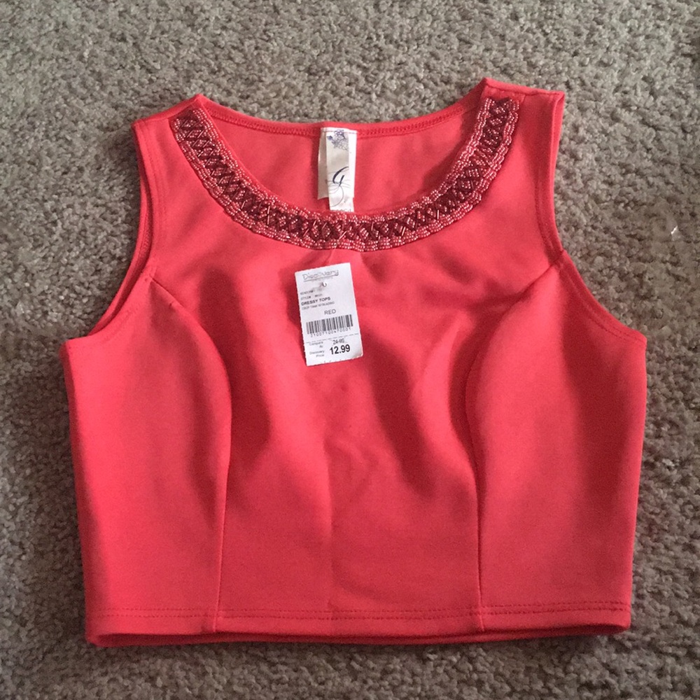 Peach jeweled crop top